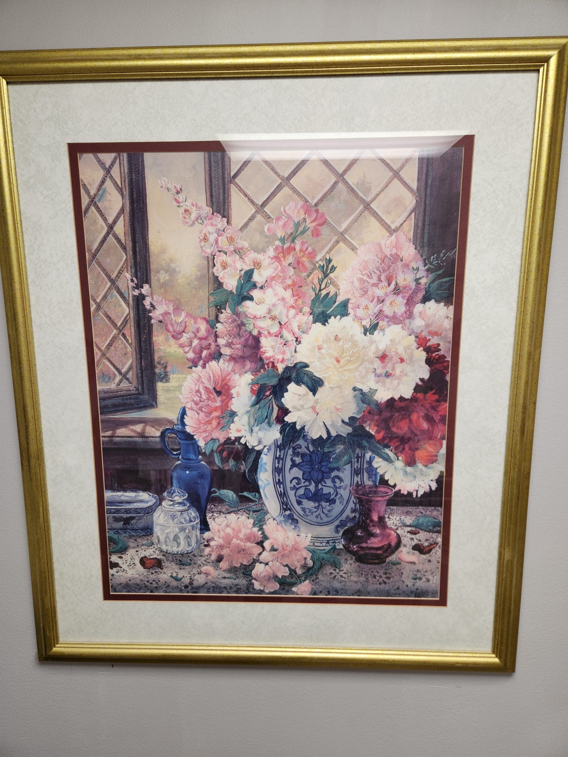 Framed print of vase with flowers for sale