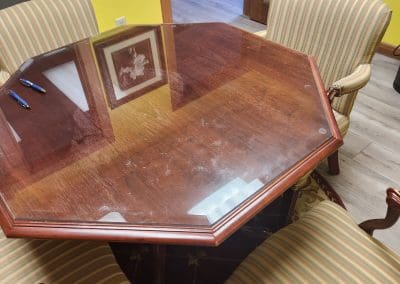 42" Octangular Cherry Table with glass top for sale