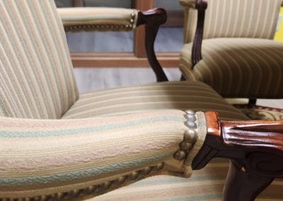 6 Upholstered Chairs with sidearms for sale