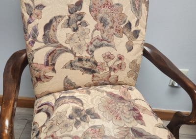 3 Queen Anne Upholstered Chairs with sidearms for sale