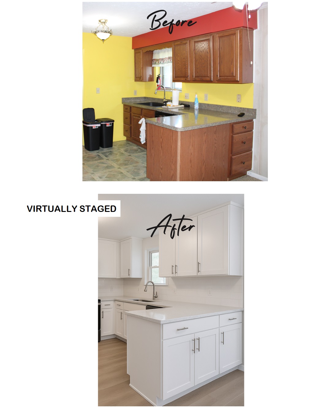 Before and After View of Kitchen b 1100 S Elm Street Before and After View of Kitchen b 1100 S Elm Street