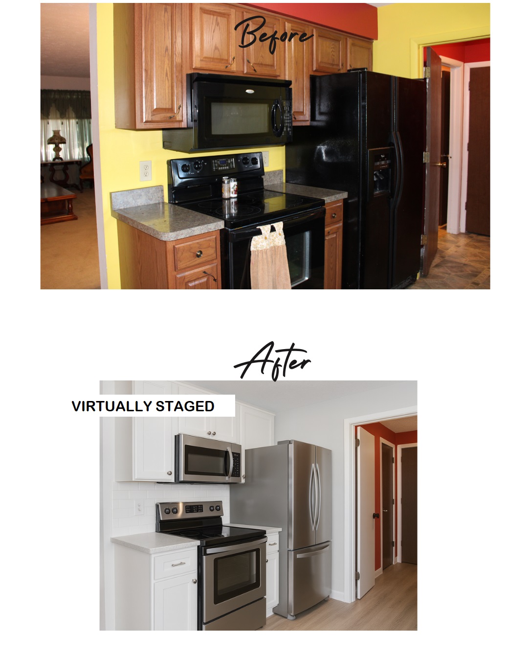 Before and After View of Kitchen a 1100 S Elm Street Before and After View of Kitchen a 1100 S Elm Street